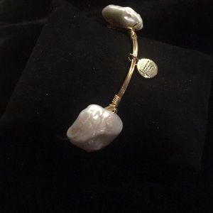 Bourbon and bowties pearl and wire bangle